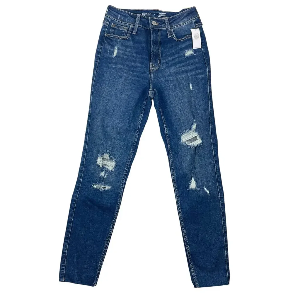 Old Navy Rockstar High Rise Super Skinny Jeans Distressed Size 0